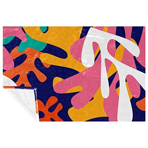 BestIdeas Farbige Matisse-Formen, Drucke, weiche, warme gemütliche Decke, Überwurf für Bett, Couch, Sofa, Picknick, Camping, Strand, 150 x 100 cm