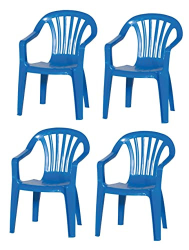 hLine Kinder Gartenstuhl Stapelsessel Sessel Stuhl für Kinder in/Out (4 Stück blau), 868446