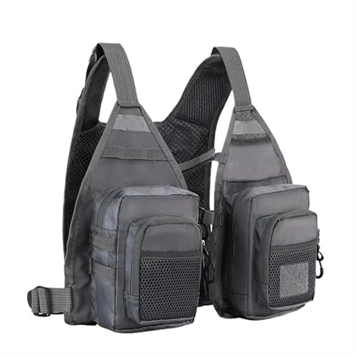 RC-BKKXXEAV Tragbare Brusttasche for Herren und Damen. Einheitsgröße, passend for die meisten Köder-Angeltaschen. Ultraleichte Fliegenfischerwesten (Color : Grey)