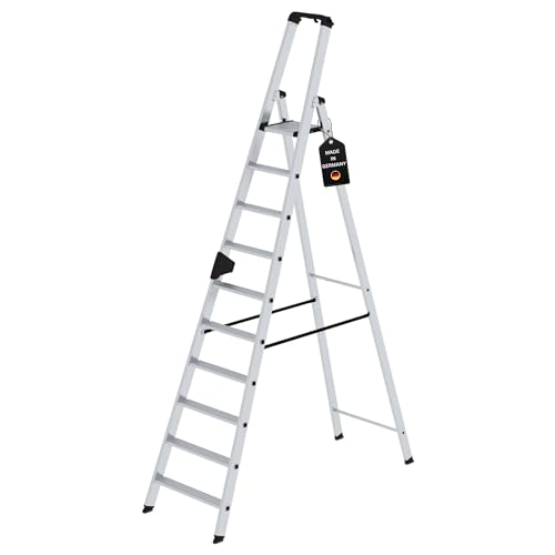 PROREGAL Stufen-Stehleiter | einseitig | begehbar | 10 Stufen | Leiter, Teleskopleiter, Trittleiter, Bockleiter, Sprossen-Doppelleiter