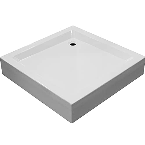 Sellon24® Duschwanne Duschtasse Quadrat Viertelkreis Acrylwanne Standard 16cm hoch weiß (90x90x16cm)