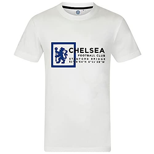 Chelsea FC - Kinder T-Shirt mit Grafik-Print - Offizielles Merchandise - Geschenk für Fußballfans - Weiß - 12-13 Jahre