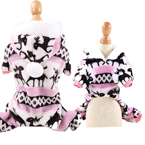 TOBILE Hundekleidung Haustier Hund Pyjama Kleidung Weiche Warm Hundeoverall Kleidung Für Kleine Hunde Welpen Katzen Kostüm Mantel - Rosa, L