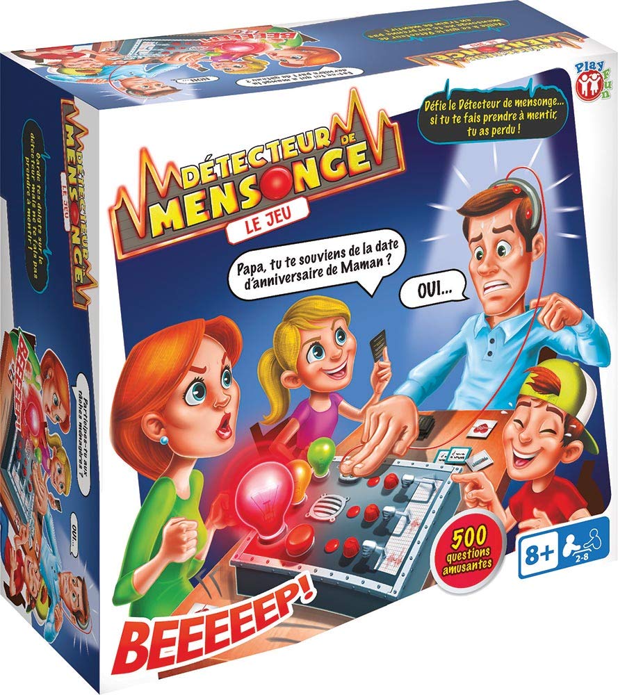 PLAY FUN BY IMC TOYS Lügendetektor (französische Version) | Familienbrettspiel mit über 500 Fragen zur Entdeckung der Wahrheit - Unterhaltsames Spiel für Kinder ab 8 Jahren