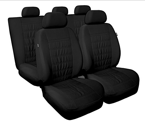 Carpendo Sitzbezüge Auto Set Autositzbezüge Schonbezüge Schwarz Vordersitze und Rücksitze mit Airbag System - Modern