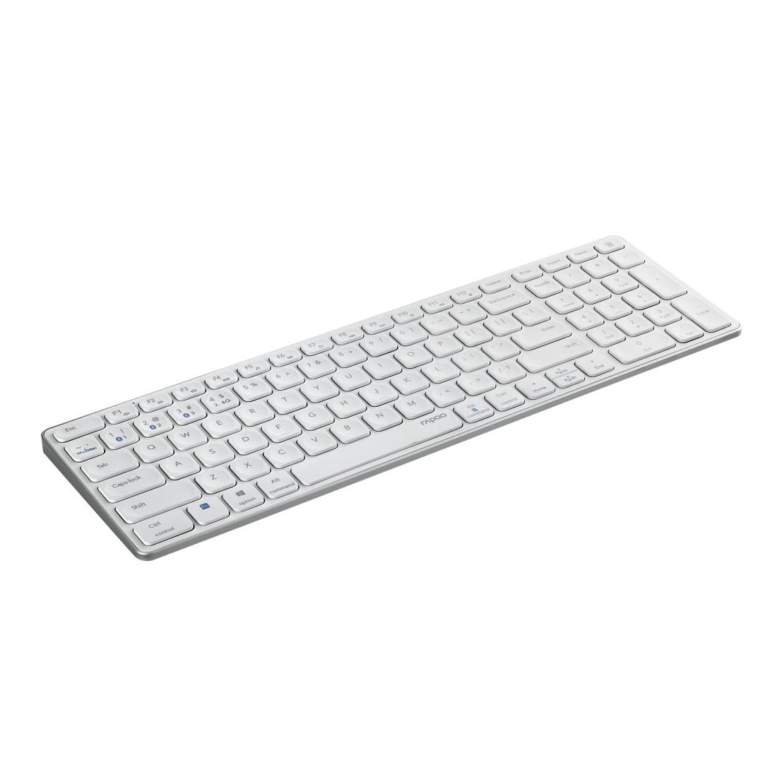 Rapoo E9700M kabellose Tastatur wireless Keyboard flaches Aluminium Design umweltfreundlicher wiederaufladbarer Akku DE-Layout QWERTZ PC & Mac - weiß