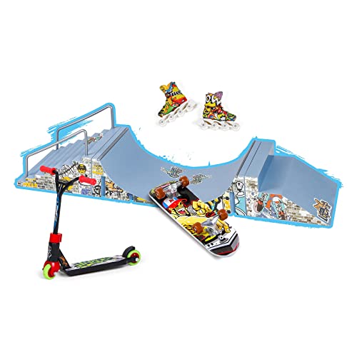 SCUDGOOD Fingerboard Skate Park Rampe Deck Und Fingerspielzeug 7-teiliges Set Board Mini Finger Skates Scooter Für Skateboard Training Fingerboard Skatepark Set Kits