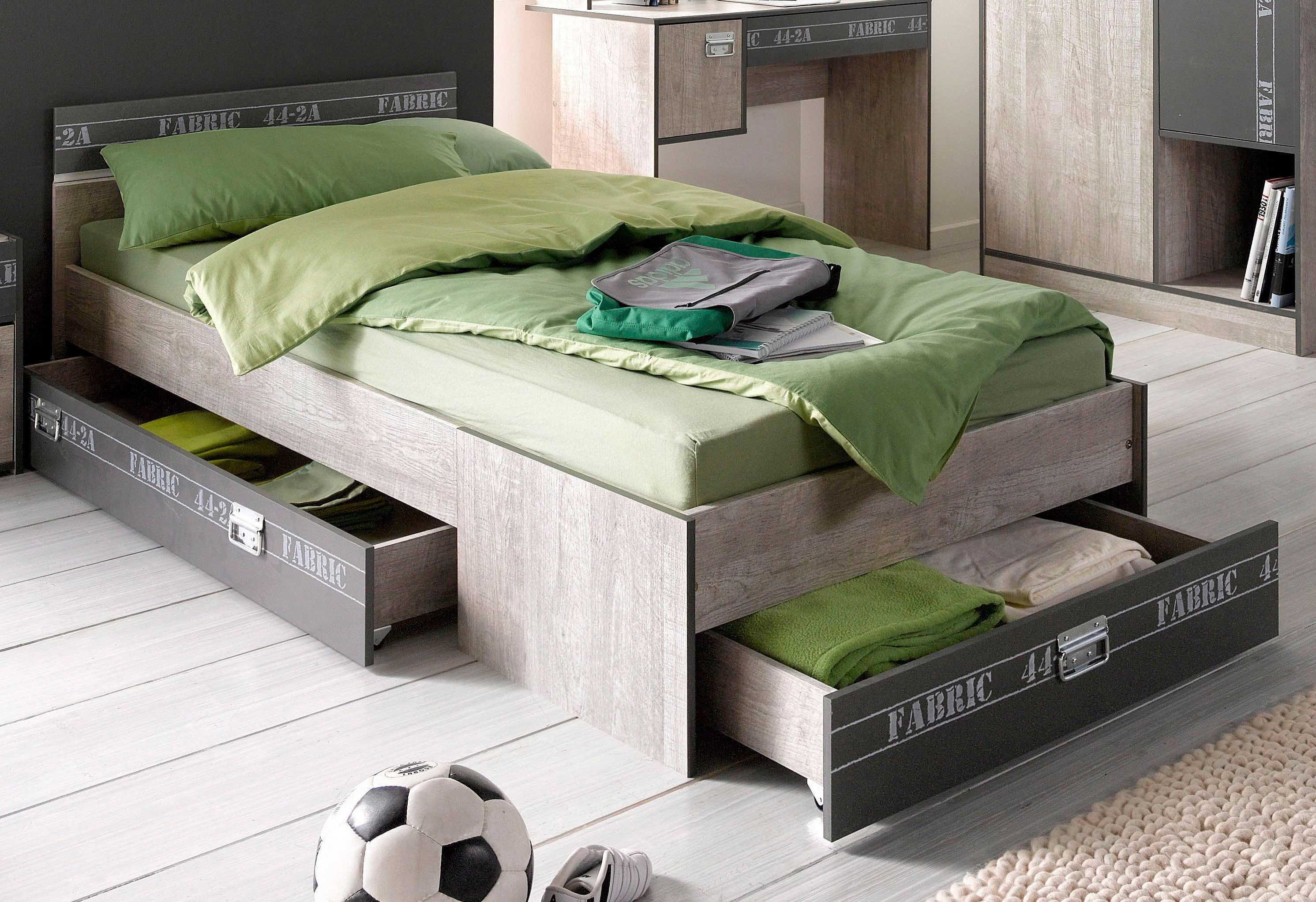 Parisot Jugendbett "Fabric", Einzelbett inkl. 1 Schubkasten am Fußteil, ohne Lattenrost, Matratze