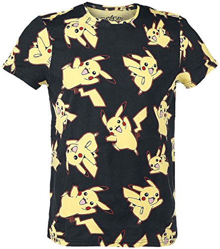 Meroncourt Herren Pikachu All Over Print T-Shirt, Schwarz (Black), Large