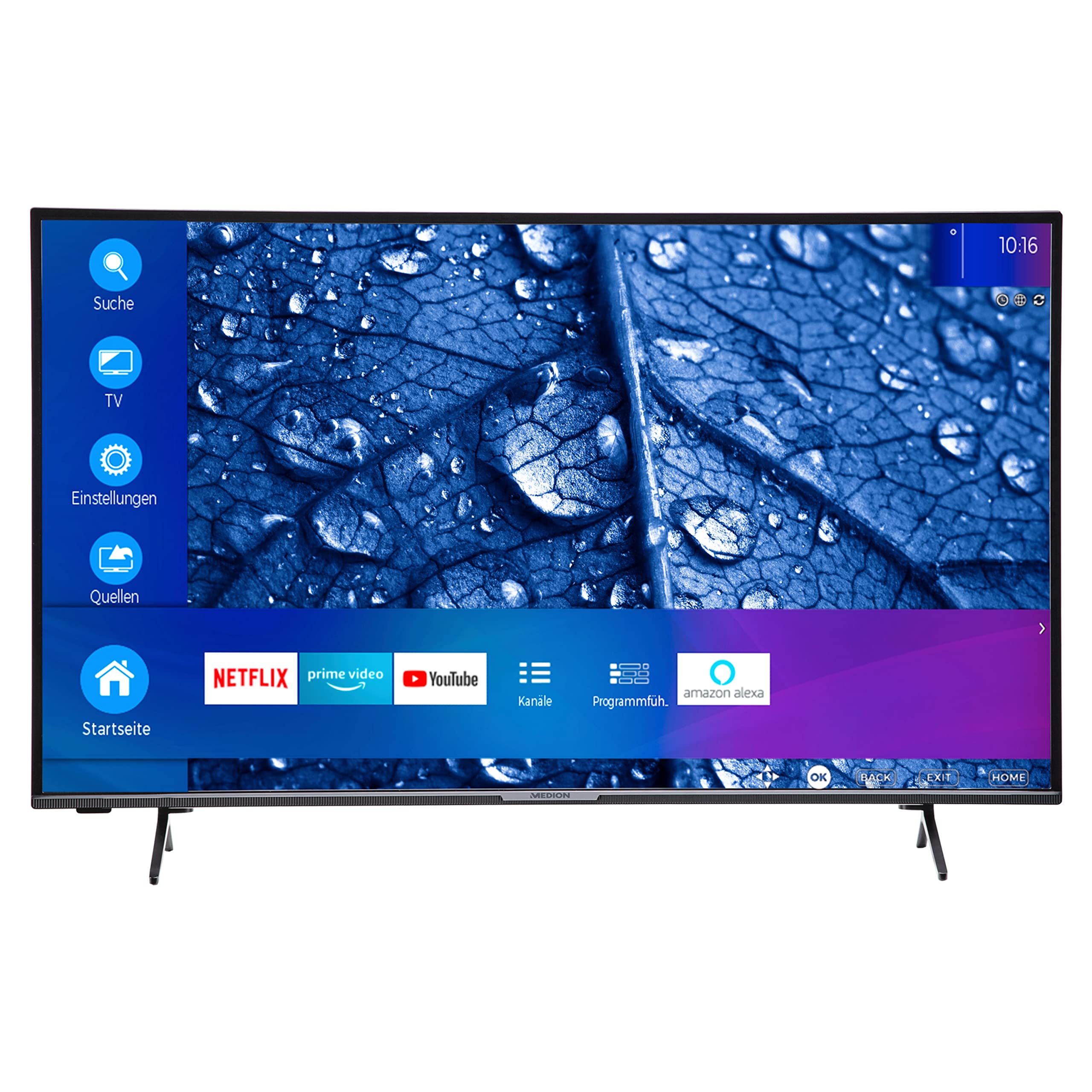 MEDION P14312 (MD 31405) 108 cm (43 Zoll) Full HD Fernseher (Smart-TV, HDR, Netflix, Prime Video, WLAN, PVR, Bluetooth, HD Triple Tuner, CI+)