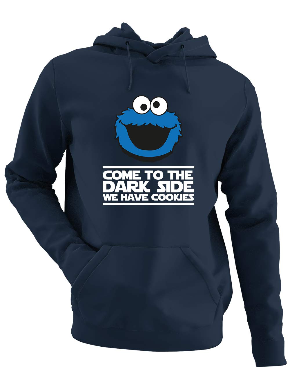 clothinx Come to The Dark Side - We Have Cookies - Lustiges Keks-Monster Motiv Herren Kapuzen-Pullover Navy Gr. L