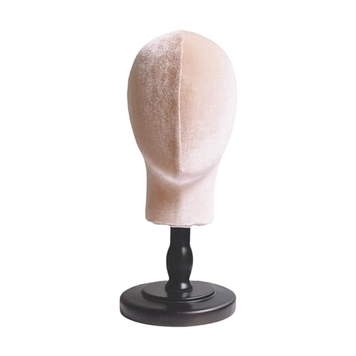 Folpus Perücken-Display-Kopf, Mannequin-Kopf-Modell mit Holzsockel, tragbarer Hut-Ständer-Halter für Reisen, Brillen, Kappen, Kopfbedeckung, Display-Perücke, Stil b