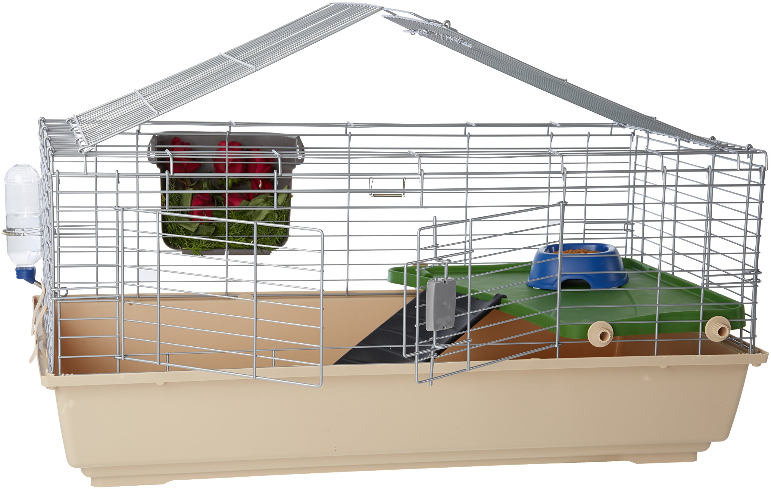 Amazon Basics - Käfig / Lebensraum für Kleintiere, mit Zubehör - 104 x 21,5 x 57 cm, Groß