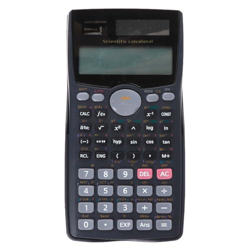 Wissenschaftlicher Taschenrechner mit 12-stelligem Display für Büroarbeit, Schule, Taschenrechner mit 401 Funktionen und Schutzhülle, 16 x 8 cm, Schwarz