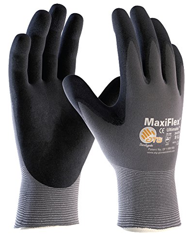 12 Paar MAXIFLEX® Ultimate Nylon-Strickhandschuhe - grau/schwarz - Größe 9