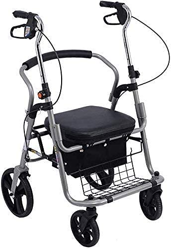 Klappbarer Rollator mit Sitz und Rädern, Gehhilfen für medizinische Mobilität mit Doppelbremssystem, Gehgestell aus leichter Aluminiumlegierung