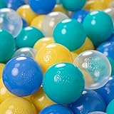 KiddyMoon 300 ∅ 6Cm Kinder Bälle Für Bällebad Spielbälle Baby Plastikbälle Made In EU, Türkis/Blau/Gelb/Transparent