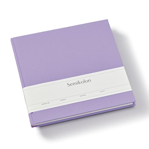 Semikolon 370074 Gästebuch – 25 x 23 cm – mit 180 blanko Seiten zum Selbstgestalten, Lesezeichen – lilac silk lila