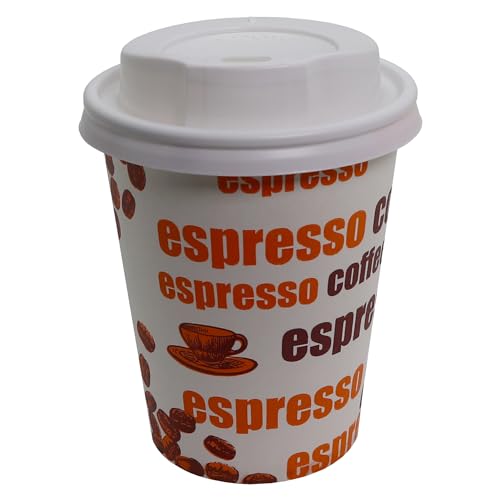SK Games 300 Stück / 200ml Coffee to go Kaffeebecher Hartpapier Pappbecher mit Deckel