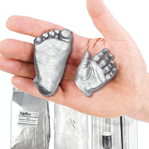 Anika-Baby BabyRice Material für Gips-Formguss der Hände und Füße von Babys mit silbern-metallischer Farbe zum Anmalen