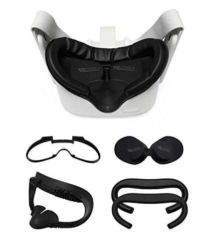 VR Cover Fitness Facial Interface and Foam with XL Spacer Set for Oculus / Meta Quest 2 (Dark Grey & Black + XL Spacer)