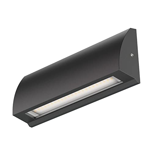 ledscom.de LED Wand-Leuchte Segin Treppenlicht für innen und außen, flach, Aufbau, schwarz, kalt-weiß, 400lm
