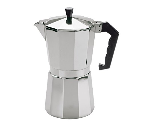 cilio Espressokocher Classico für 1 Tasse | Höhe: 12,5 cm | Ø: 6,5 cm | Aluminium-Gehäuse | Silber | Espresso Kocher mit Planboden | für Reisen oder Camping | Camping Kaffeekocher