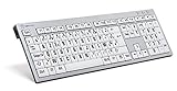 LogicKeyboard LKB-LPRNTBW-AJPU-FR Tastatur, XL-Print Slim Alu on (PC) Silber/Weiß/Schwarz