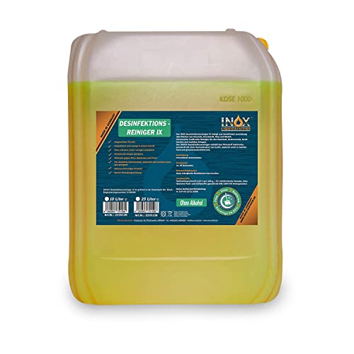 INOX® Desinfektionsreiniger, 10L - Hygiene Reiniger Desinfektionsmittel Oberflächen und Geräte für Toilette, Bad, Fitnessstudio & Solarium