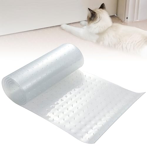 Carkio Durable Cat Carpet Protector, Plastic Pets Scratch Stopper for Carpet, Easy to Cut Cat Scratch Carpet Protector for Floor/Bedroom/Doorway/Porch Use Prevent Rug from Scratching(31 * 110cm)