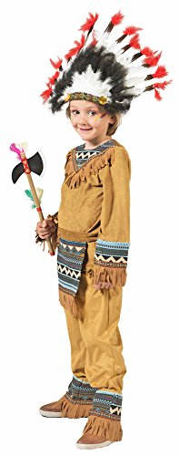 Funny Fashion Indianer Cherokee Jungen Kostüm, Braun, 116