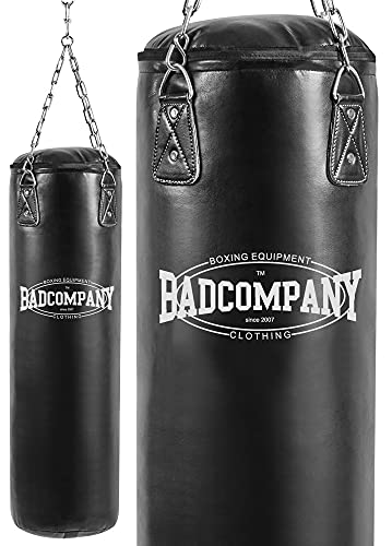 Bad Company Boxsack inkl. Heavy Duty Vierpunkt-Stahlkette I Vinyl Punching Bag, gefüllt I 180 x 35 cm