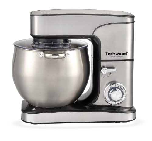 TECHWOOD TRO-1226, Küchenmaschine mit Edelstahlschüssel, 712 l, 2000 Watt, 3/1, Mixer, Edelstahl