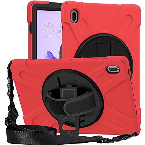 YGoal Hülle für Galaxy Tab S7 FE - [Handschlaufe] [Schultergurt] Robuste Schutzhülle mit Fallschutz Case Cover für Samsung Galaxy Tab S7 FE SM-T730/T736/T735, Rot