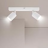 Ketom LED Deckenleuchte Spotbalken Drehbar Deckenstrahler LED Weiß 2-flammiger Deckenspot in Matt Wohnzimmerbeleuchtung Schlafzimmerbeleuchtung Badezimmerbeleuchtung Küchenleuchten