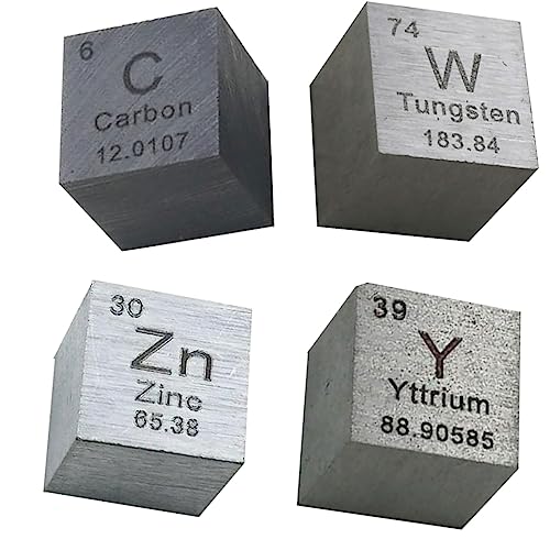 CABINE 1 cm Element Würfel -Set Von 4 Metalldichte Cuenthalten Zink Zinnkupfer Iron Carbonn Nickel Wismut Wolfram/Y+C+Zn+W