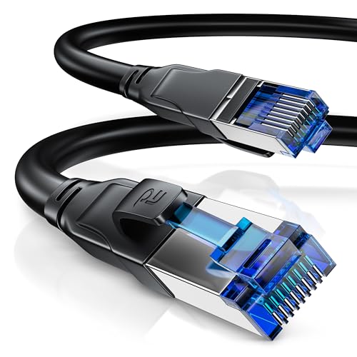 CSL - 15m CAT 8.1 Netzwerkkabel 40 Gbits - LAN Kabel Patchkabel Datenkabel - CAT 8 High Speed Gigabit Ethernet Cable - 40000 Mbits Glasfaser Geschwindigkeit - S/FTP PIMF Schirmung RJ45 Stecker