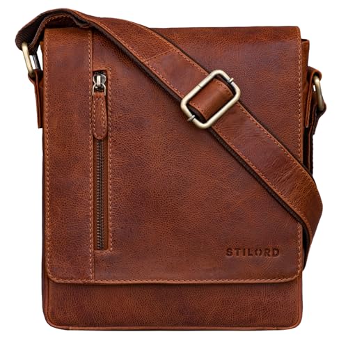 STILORD 'Easton' Kleine Messenger Bag Echt Leder Vintage Umhängetasche im Hochformat 10,1 Zoll Tablet Tasche für iPad DIN A5 Schultertasche Echtleder, Farbe:Arona - braun