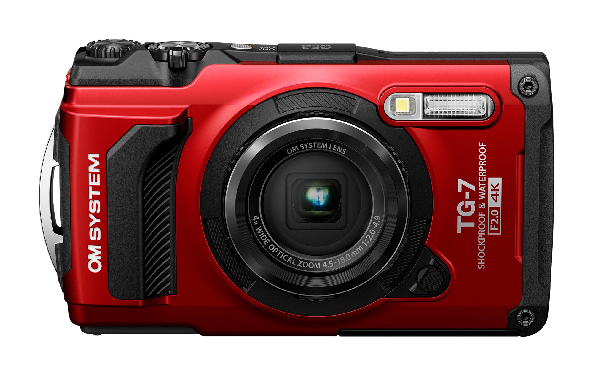 OM SYSTEM Tough TG-7 Rot Digitalkamera,wasserdicht, stoßfest, Unterwasser- und Makro-Aufnahmemodi, 4K-Video, 4-Fach-Weitwinkelzoom (Nachfolgemodell der Olympus TG-6)