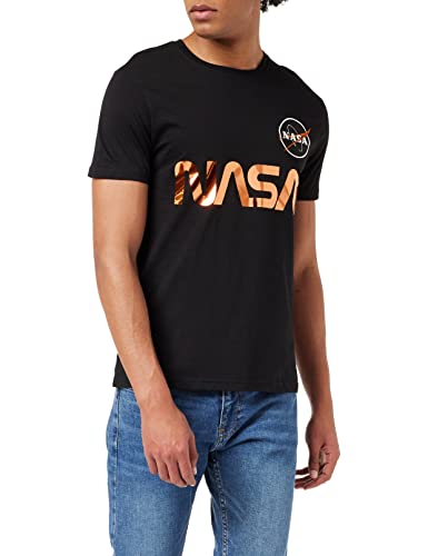 ALPHA INDUSTRIES Herren NASA Reflective T T-Shirt, Black/Copper, L