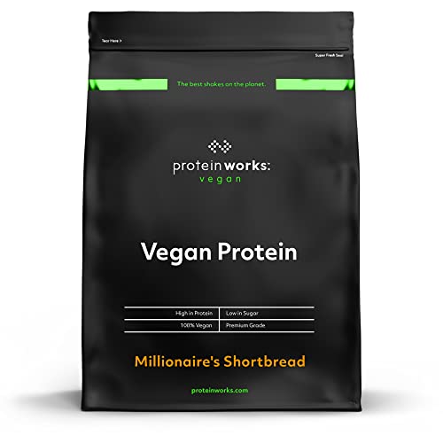 THE PROTEIN WORKS Veganes Proteinpulver | 100% pflanzlich & natürlich | Glutenfrei | Null Tierquälerei | Fettarmer Shake | Schoko Karamell | 1kg