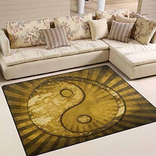 Use7 Chinesischer Grunge Yin Yang Teppich für Wohnzimmer Schlafzimmer 203 cm x 147,3 cm