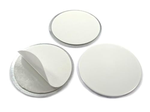 Metallscheiben aus Stahl (DC01) selbstklebend - WEIß - Metallplättchen rund ohne Loch mit Doppelklebeband - Gegenstück/Haftgrund für Magnete (ferromagnetisch), Menge - Größe:20 St. - Ø 40 mm