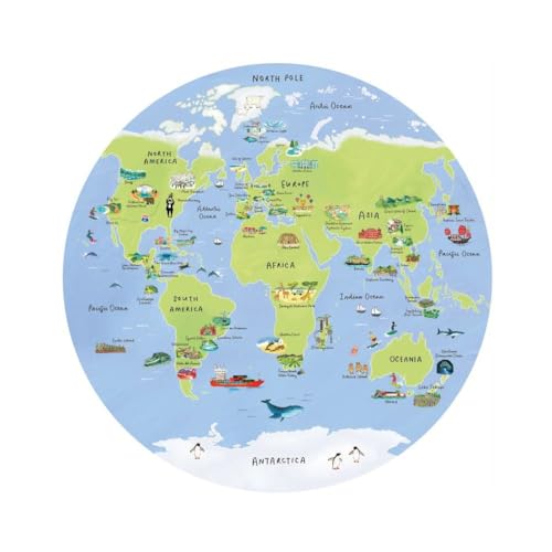 Talking Tables PUZZ-MAP-World 1000-teiliges Weltkarten Erwachsene | Einzigartiges rundes Puzzle mit berühmten Sehenswürdigkeiten, Reisegeschenke, Geschenk