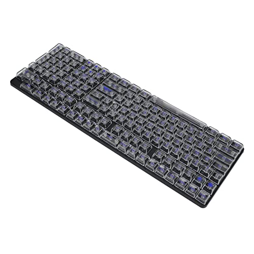 Transparente Tastenkappen Abriebfestigkeit Einfache Installation Mechanische Tastaturtastenkappen CBSA Höhe 132 Tasten für 104 Tasten Tastatur (Weiße Blaue Buchstaben)