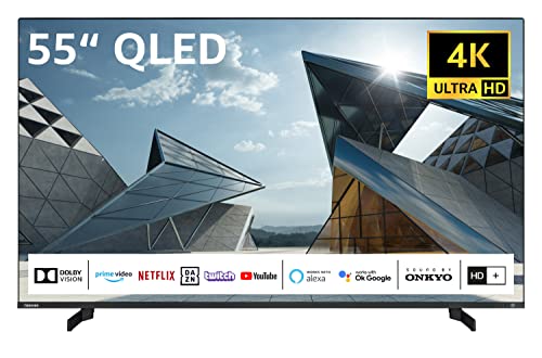 Toshiba 55QL5D63DAY 55 Zoll QLED Fernseher/Smart TV (4K Ultra HD, HDR Dolby Vision, Triple-Tuner, Bluetooth, Sound by Onkyo) - Inkl. 6 Monate HD+
