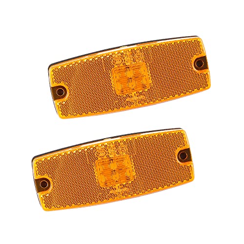 AOHEWEI 2 x Gelb LED Seitenmarkierungsleuchten Lkw Markierungsleuchten Pkw Anzeige Positionsleuchte Lampe Vorderseite mit Reflektor für Anhänger Van Wohnwagen 10~30V ECE-genehmigt (Gelb)
