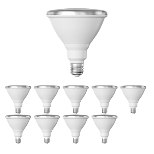 ledscom.de E27 PAR38 LED Reflektor-Leuchtmittel 16W =151W 1500lm warm-weiß A+ für innen und außen mit kurzem Hals, 10 STK.