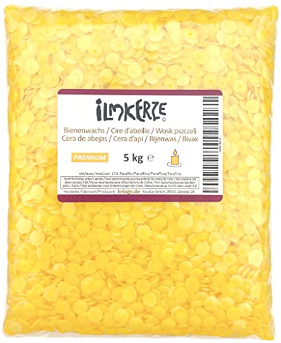 Ilmkerze® Bienenwachs Pastillen gelb 5 kg | Premium | ideal für Kerzen Teelichter Formkerzen Ziehkerzen Kerzengießen Bienenwachskerzen