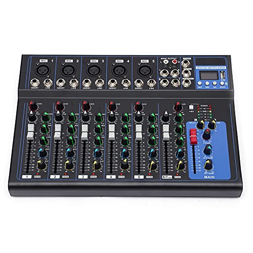 7 Kanal USB Bluetooth Mixer Live Audio-Mixer Studio Mischpult DJ Konsole Verstärker Stereokanal Mischen Konsole